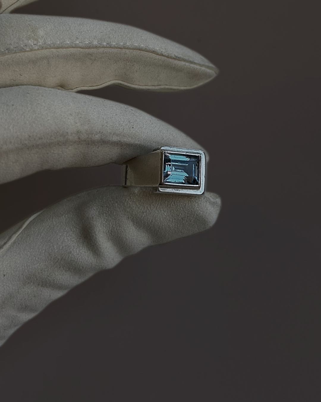 OLD Aquamarine Signet Sterling Ring