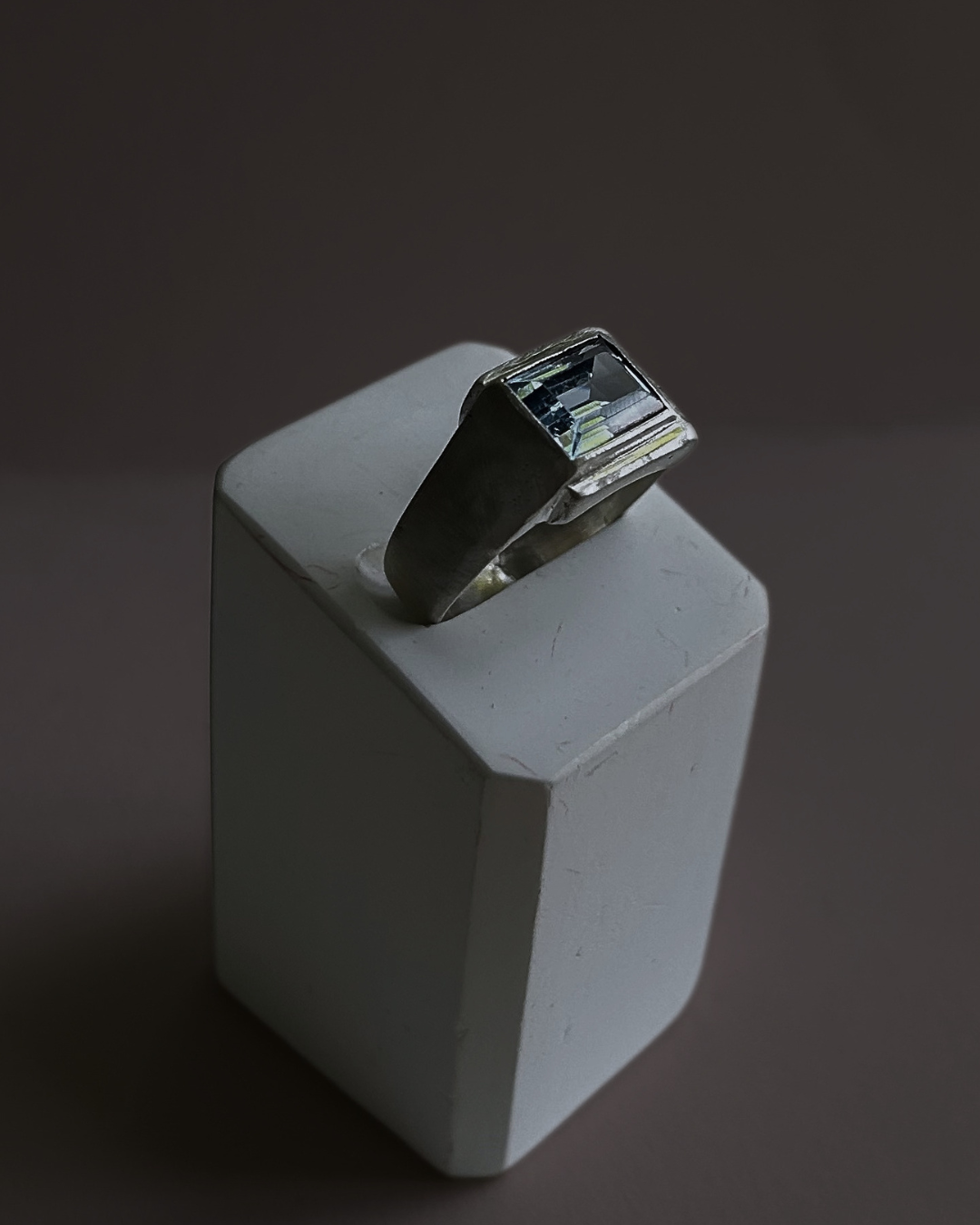 OLD Aquamarine Signet Sterling Ring