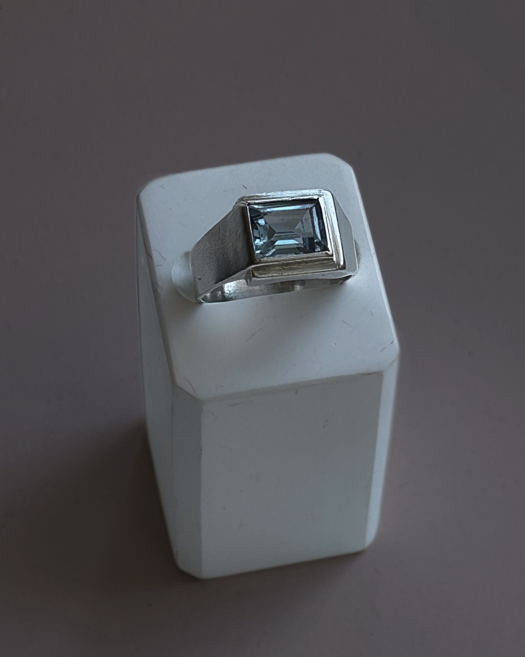 OLD Aquamarine Signet Sterling Ring