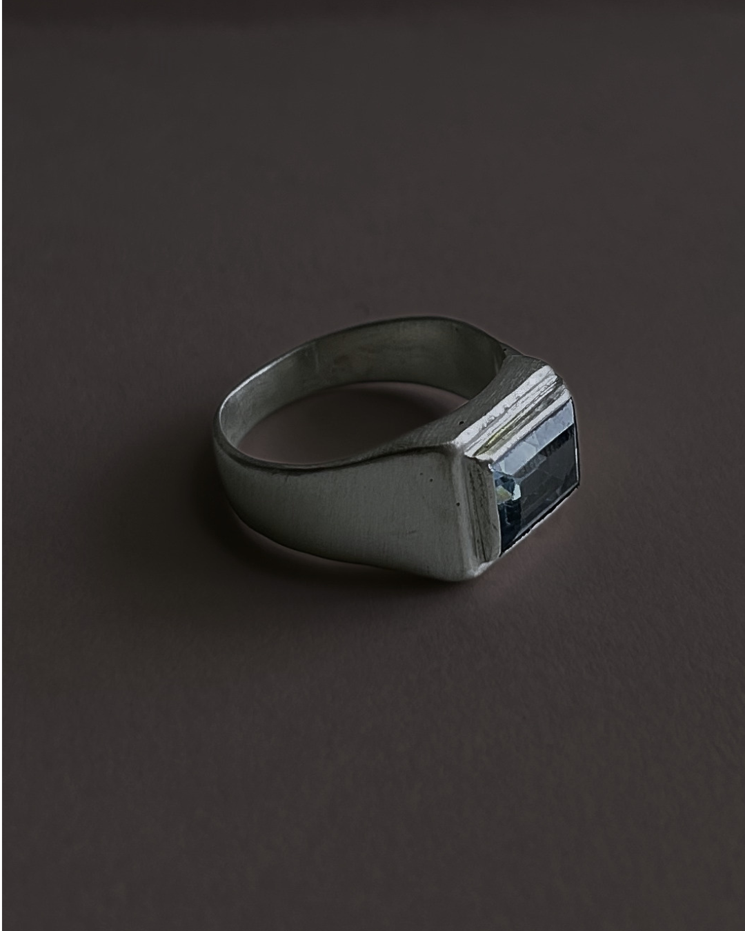OLD Aquamarine Signet Sterling Ring